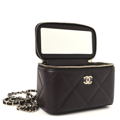 Chanel Caviar Quilted Top Handle Long Vanity Dark Brown 9 of 12