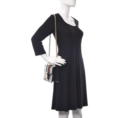 Gucci Calfskin Mini Sylvie Chain Shoulder Bag Black 2 of 14