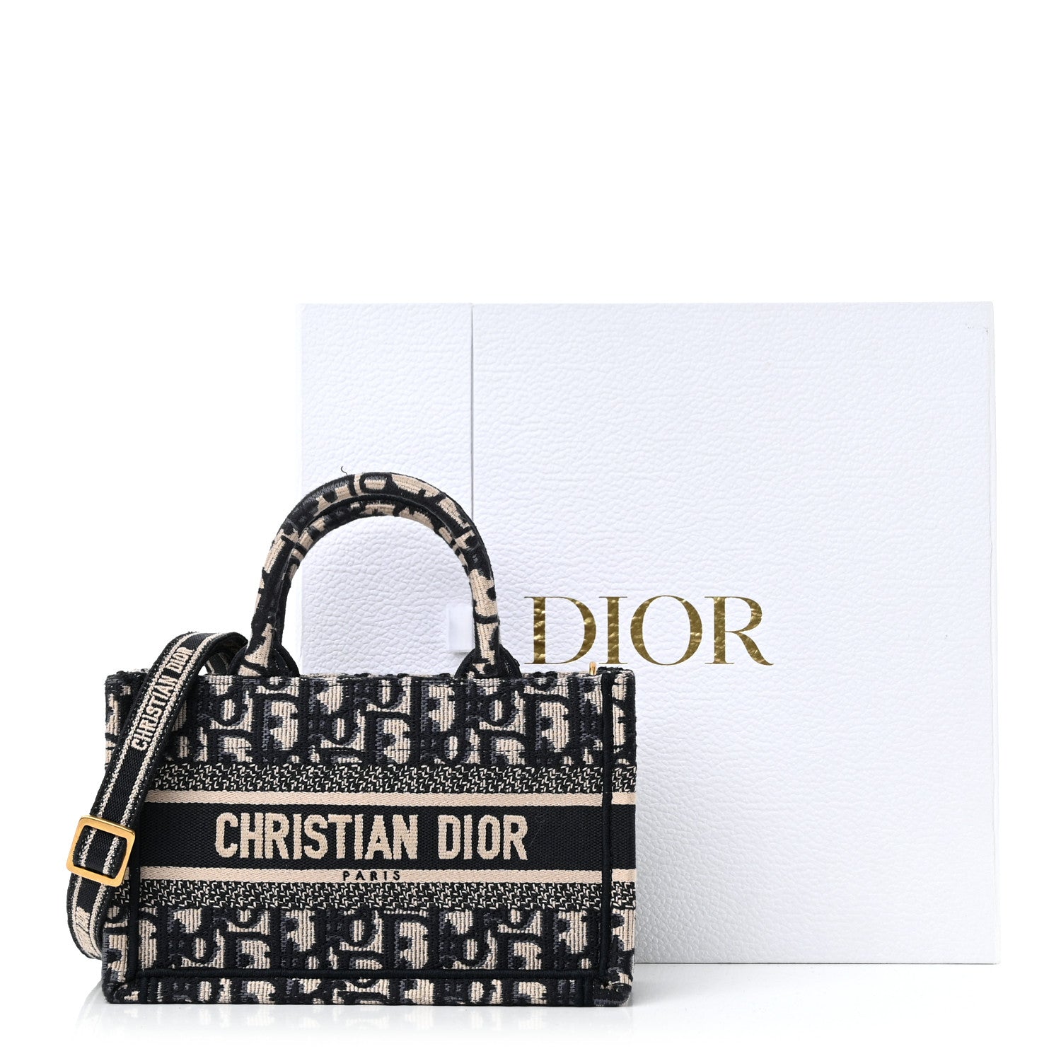 Christian Dior Oblique Mini Book Tote With Strap Blue Multicolor 12 of 12