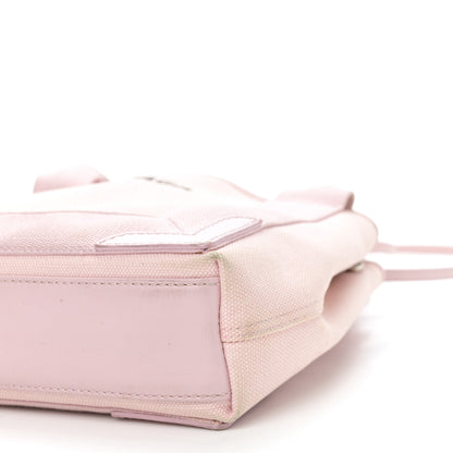 Balenciaga Cotton Canvas Satin Calfskin Navy Cabas XS Pink 11 of 14