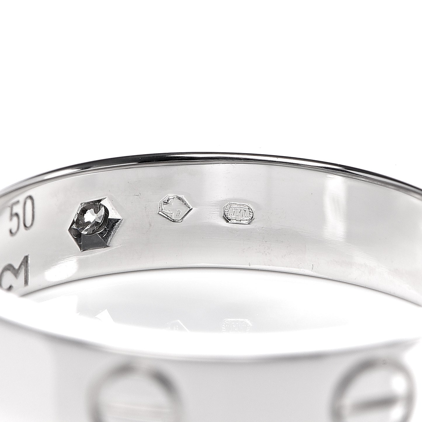 18K White Gold Diamond 4mm LOVE Wedding Band Ring 50 5.25