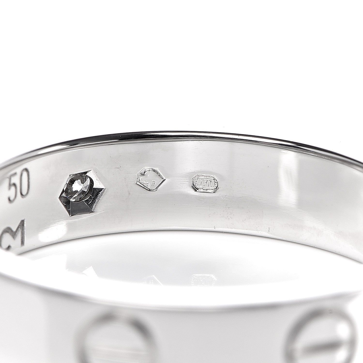 Cartier 18K White Gold Diamond 4mm LOVE Wedding Band Ring 50 5.25 5 of 6