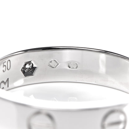 Cartier 18K White Gold Diamond 4mm LOVE Wedding Band Ring 50 5.25 5 of 6
