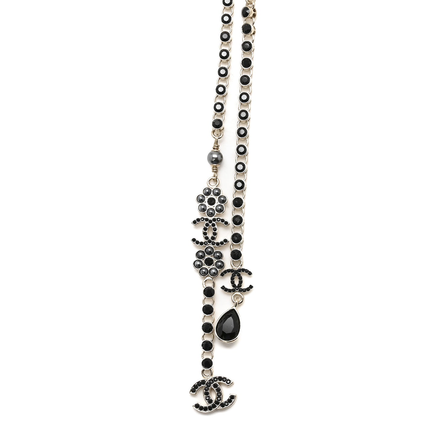 Metal Crystal Pearl CC Chandelier Headband Gold Black Grey