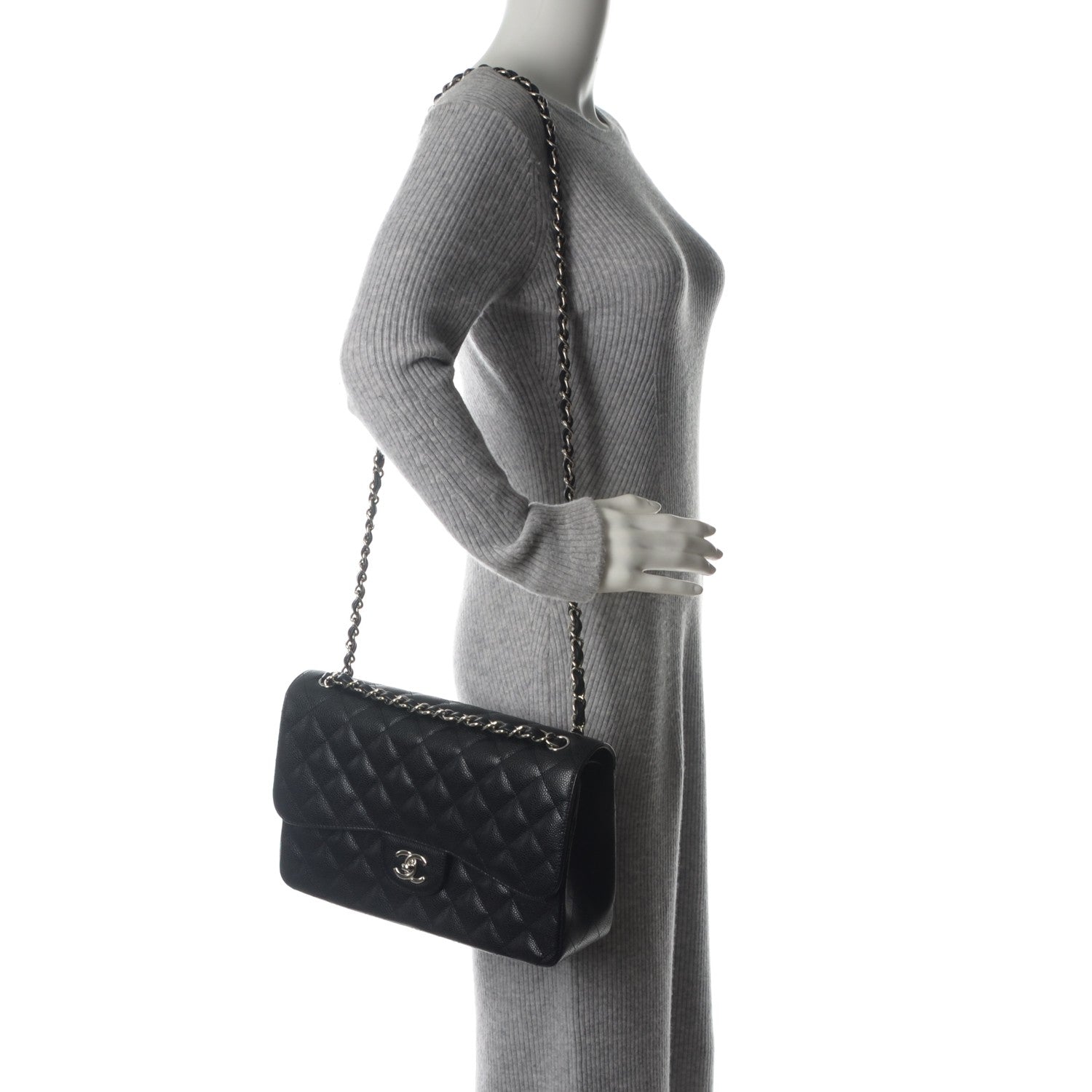 Chanel Caviar Quilted Jumbo Double Flap Black 2 of 7