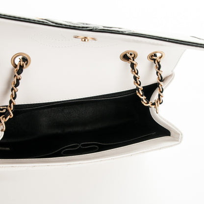 Chanel Caviar Quilted Small CC Filigree Flap White Black 5 of 7