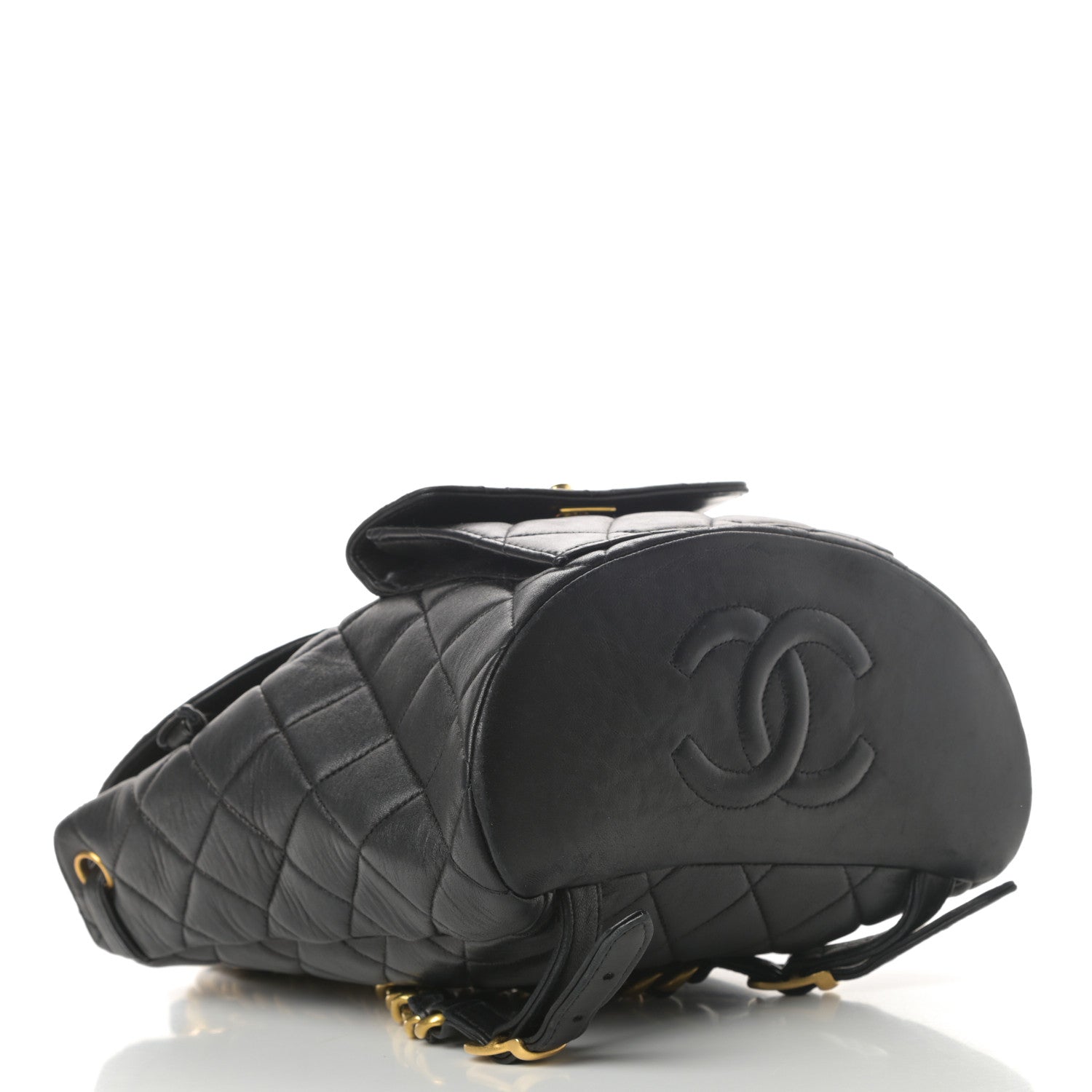 Chanel Lambskin Quilted Drawstring Backpack Black 4 of 14