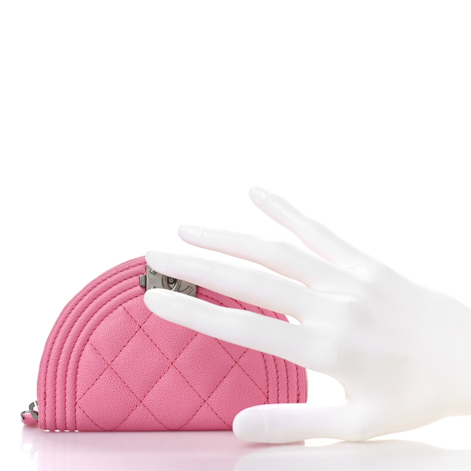 Chanel Caviar Quilted Boy Zipped Coin Purse Light Pink 2 of 10