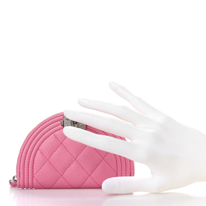 Chanel Caviar Quilted Boy Zipped Coin Purse Light Pink 2 of 10