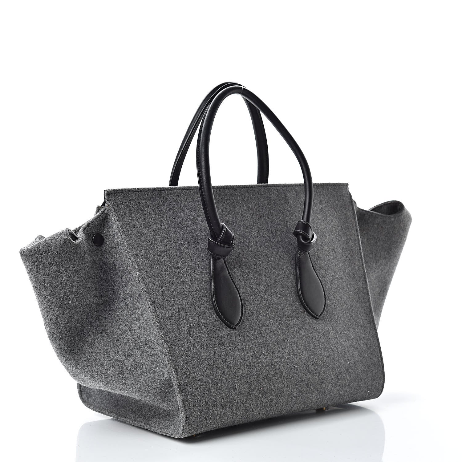 Celine Felt Calfskin Medium Tie Knot Tote Grey Black 3 of 12