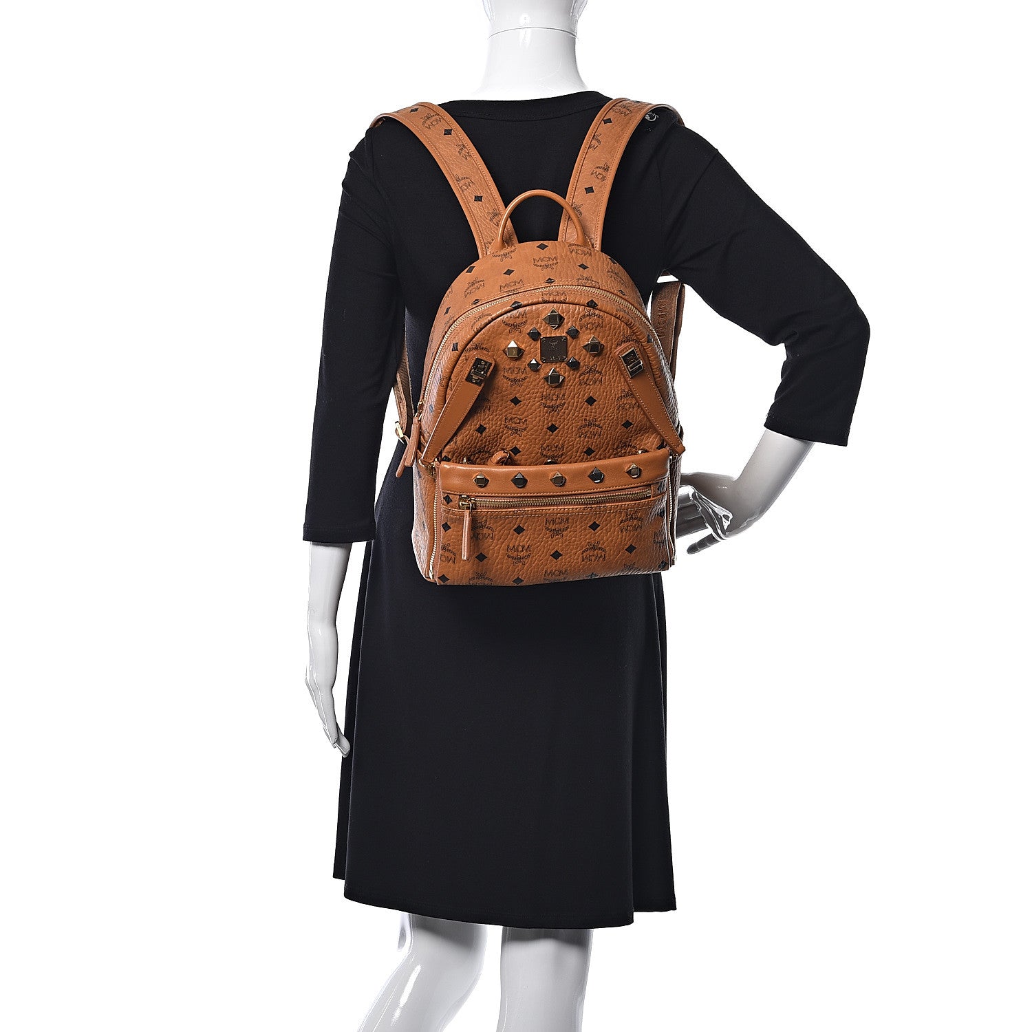 MCM Visetos Studded Small Dual Stark Backpack Cognac 2 of 11