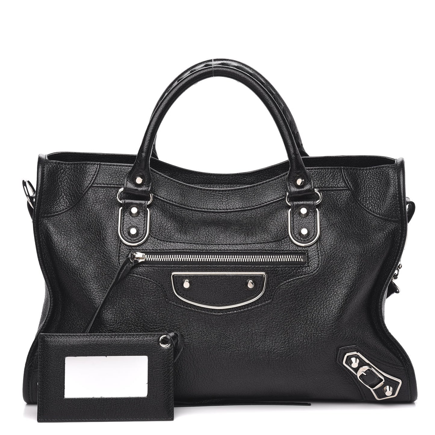 Chevre Silver Metallic Edge Hardware City Black