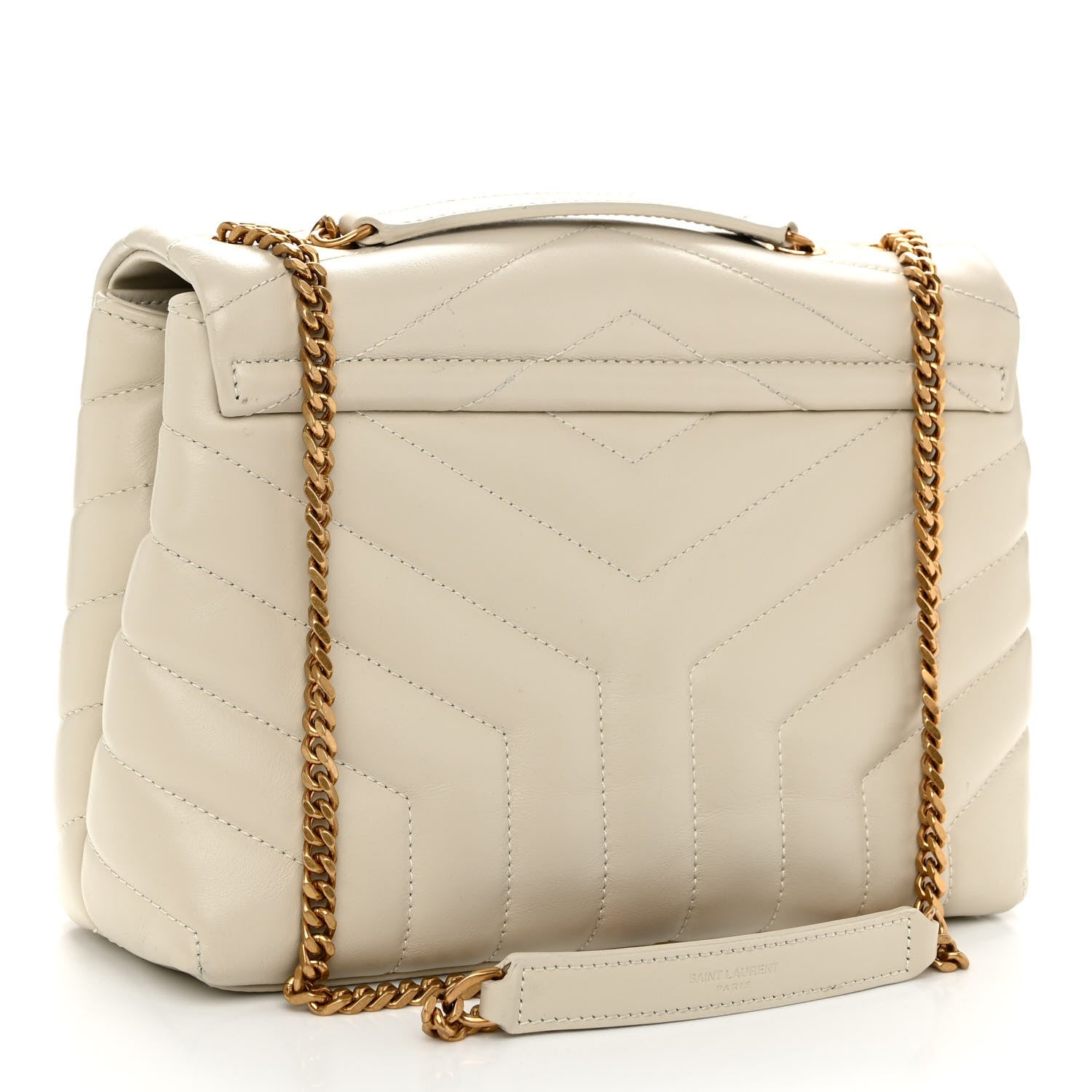 Saint Laurent Calfskin Y Quilted Monogram Small Loulou Chain Satchel Crema Soft 3 of 9
