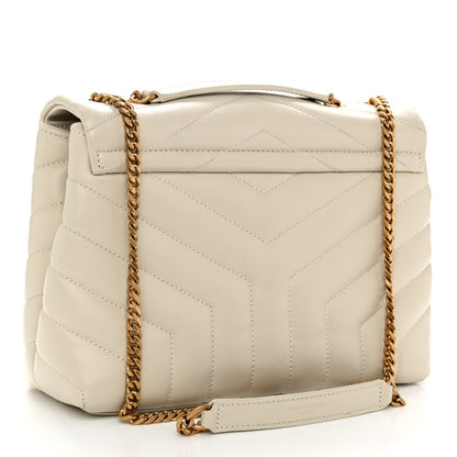 Saint Laurent Calfskin Y Quilted Monogram Small Loulou Chain Satchel Crema Soft 3 of 9