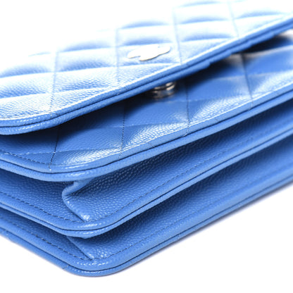 Chanel Caviar Quilted Mini Wallet On Chain WOC Blue 11 of 14
