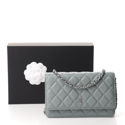 Chanel Caviar Quilted Wallet On Chain WOC Light Blue 12 of 12