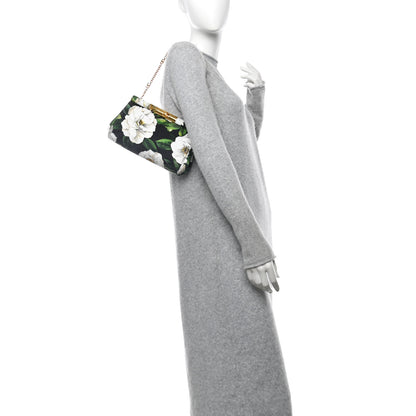 Dolce & Gabbana Brocade Medium Marlene Floral Print Chain Clutch Black Multicolor 2 of 9