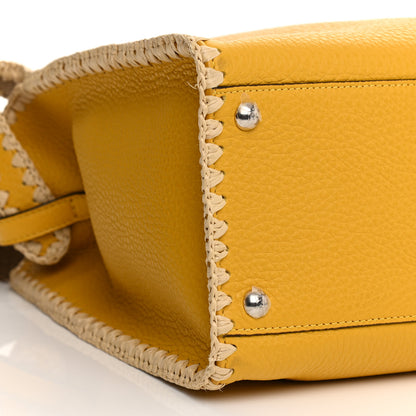 Fendi Cuoio Romano Selleria Raffia Bi-Color Woven Medium Peekaboo X-Lite Sunflower Paglia 14 of 25