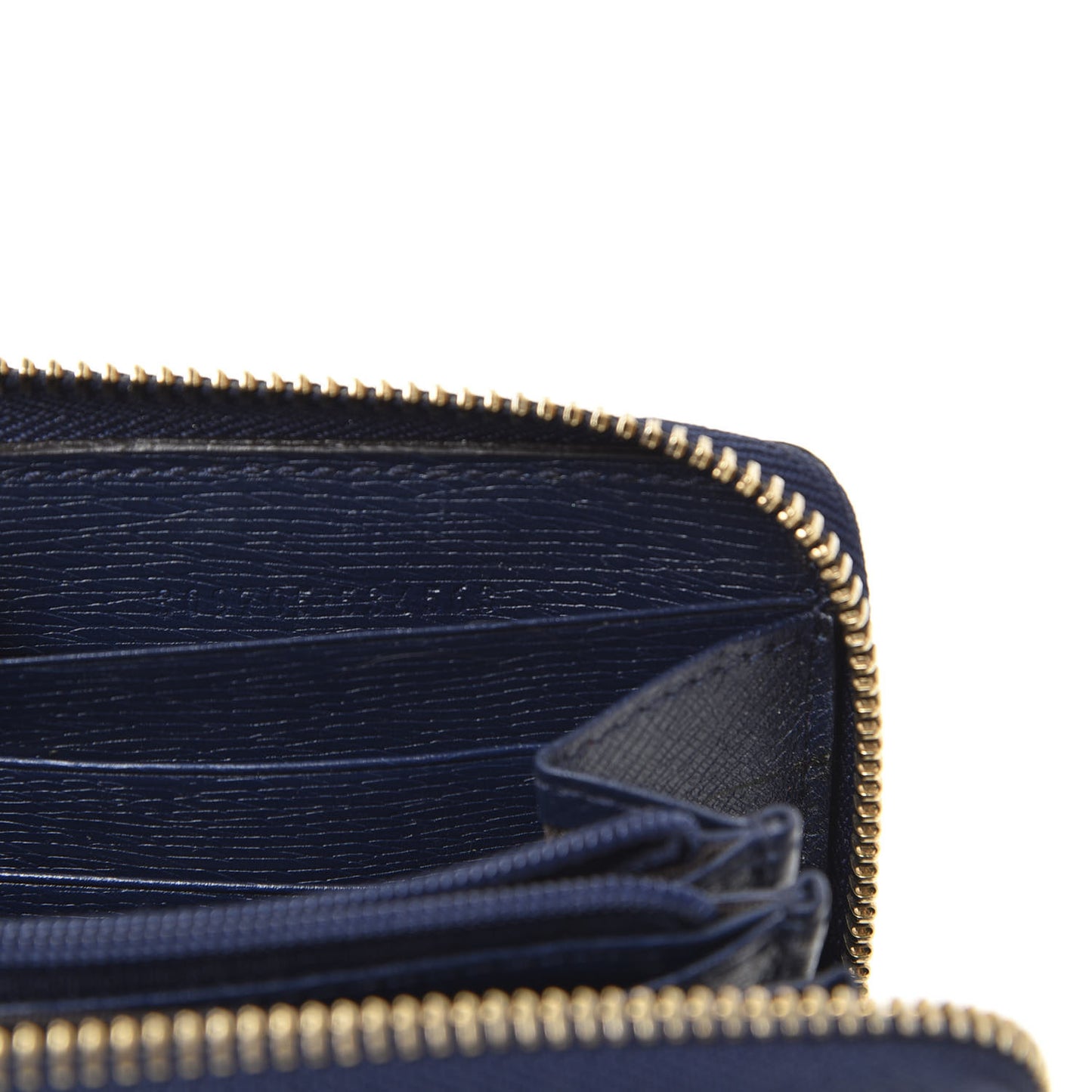 Calfskin Heartbeat Print Zip Around Wallet Blue