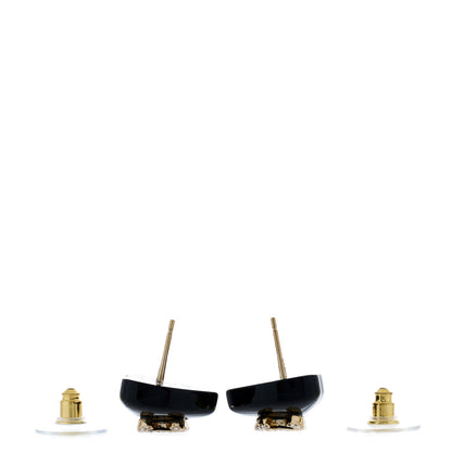 Chanel Resin Crystal CC Heart Earrings Black Gold 2 of 3