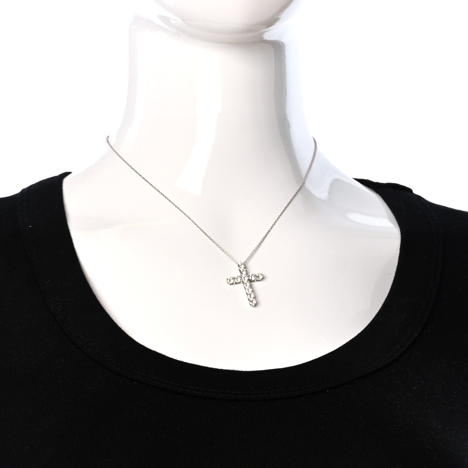 Tiffany Platinum Diamond Large Cross Pendant Necklace 2 of 4