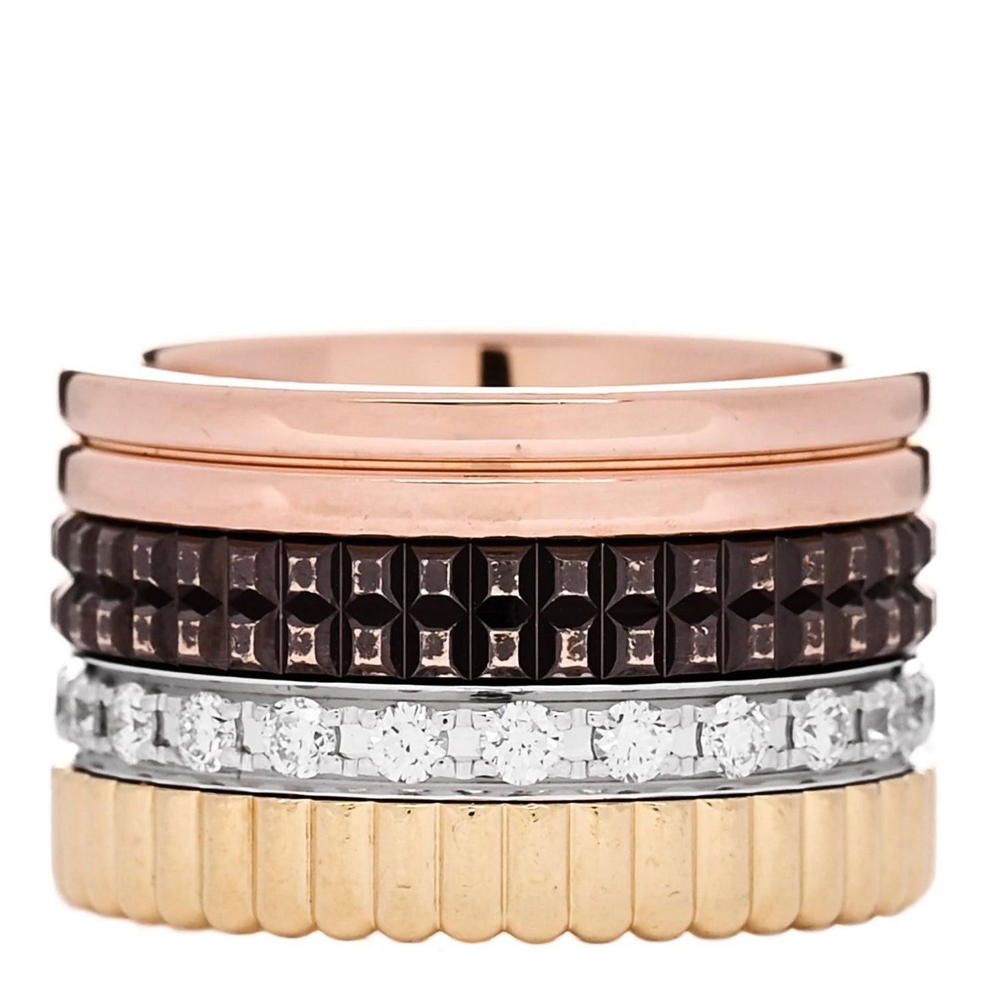 18K Pink Yellow White Gold Diamond PVD Large Quatre Classique Ring 46 3.75