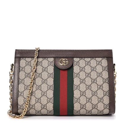 Gucci GG Supreme Monogram Web Small Ophidia Chain Shoulder Bag Brown 1 of 7