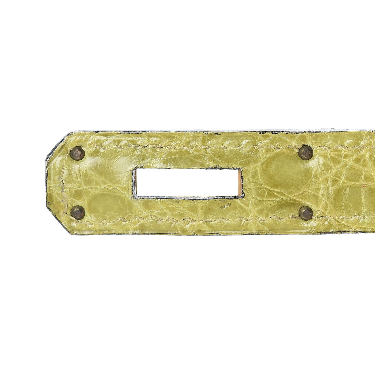 Shiny Alligator Kelly Sellier 32 Vert Chartreuse