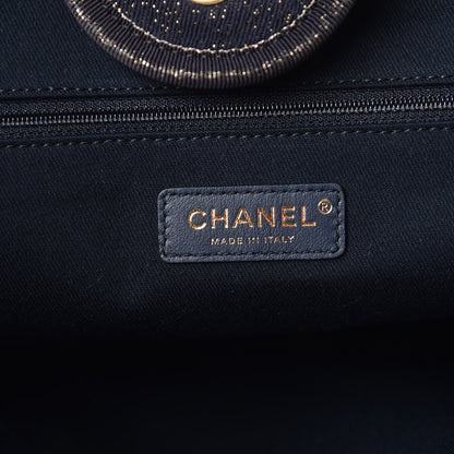 Chanel Lurex Canvas Medium Deauville Tote Navy Blue Gold 7 of 10