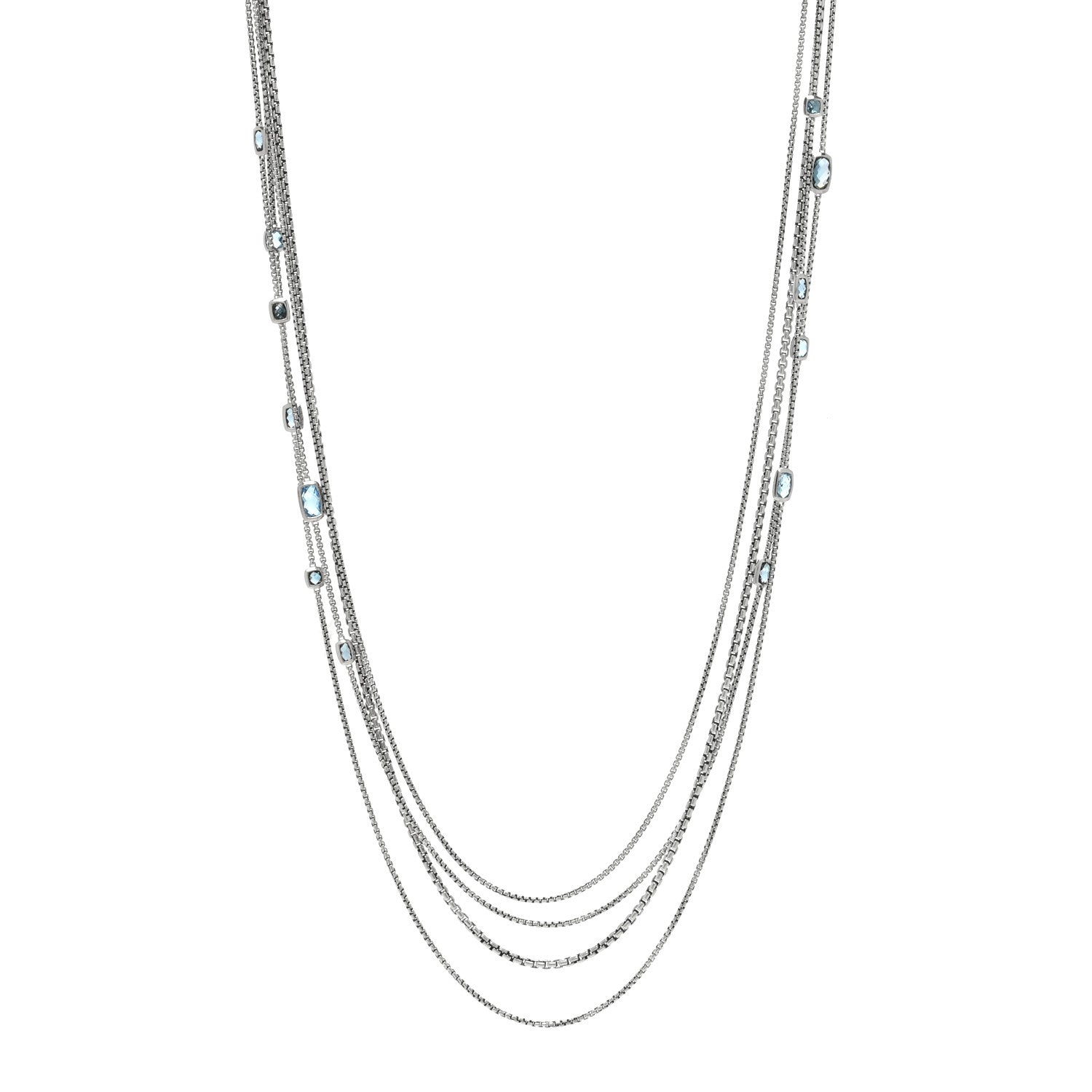 David Yurman Sterling Silver Diamond Blue Topaz Confetti Station Necklace 1 of 3