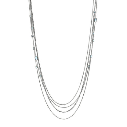 David Yurman Sterling Silver Diamond Blue Topaz Confetti Station Necklace 1 of 3