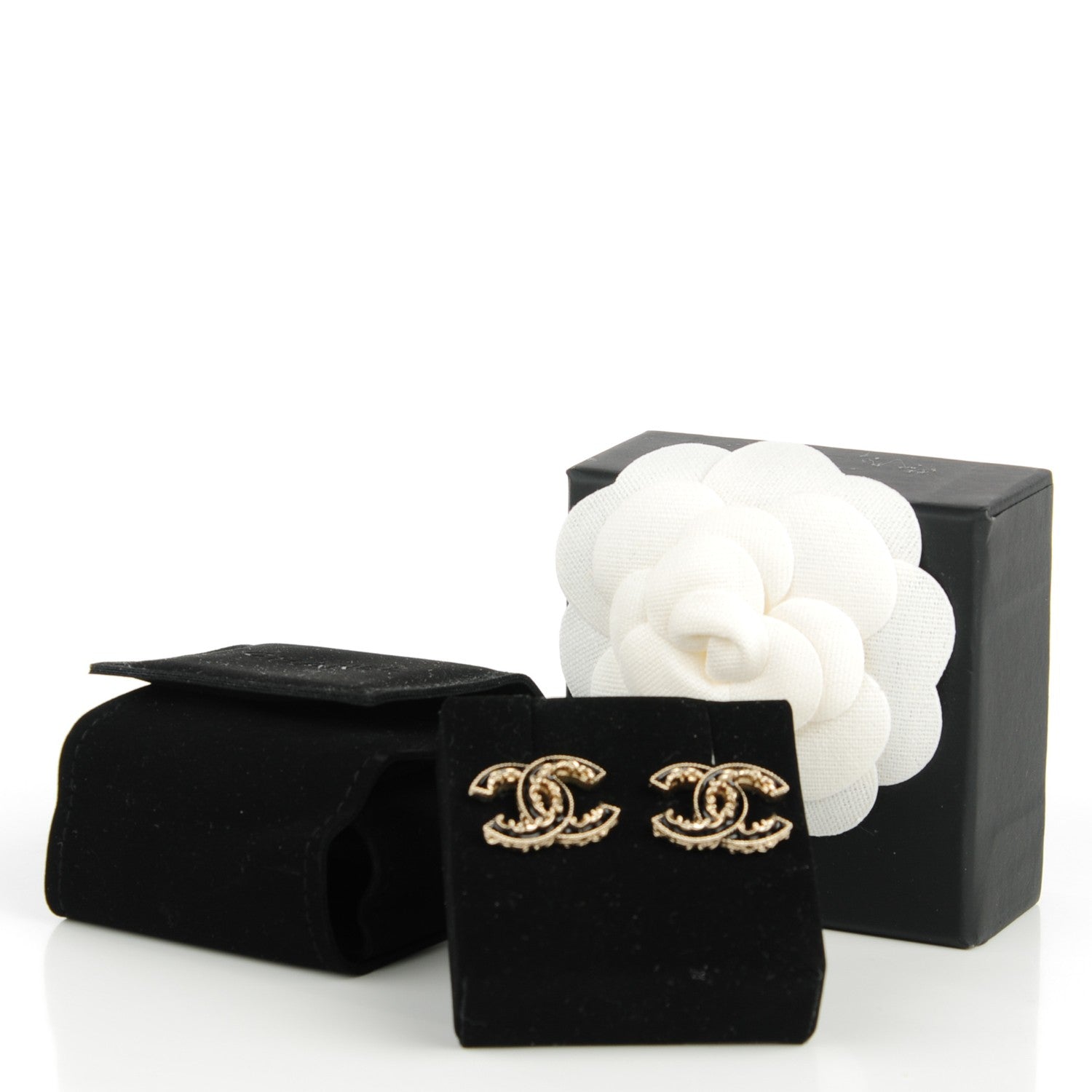Chanel Enamel CC Earrings Black Silver 5 of 5