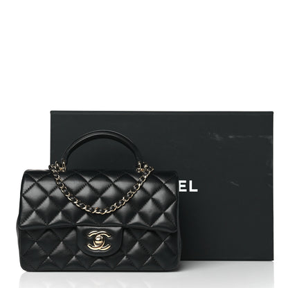 Chanel Lambskin Quilted Mini Top Handle Rectangular Flap Black 11 of 11