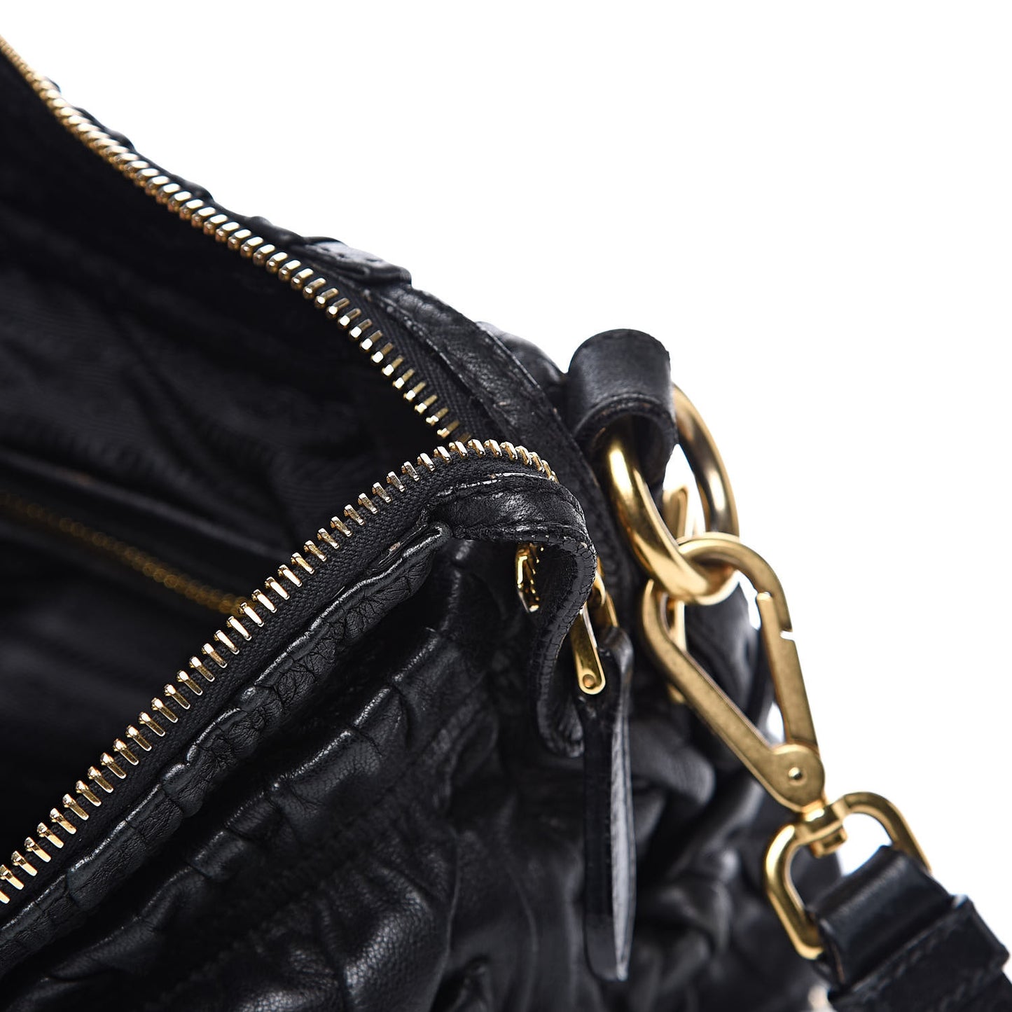 Nappa Gaufre Messenger Tote Black