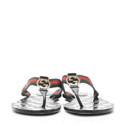 Gucci Nylon Guccissima Web Womens Thong Sandals 37 Green Red Black 2 of 17