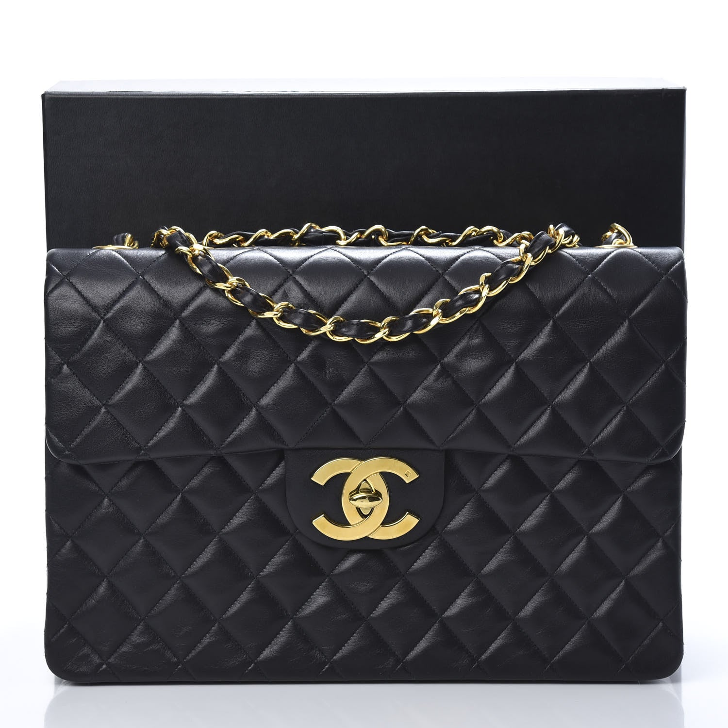 Chanel Lambskin Quilted XL Jumbo Single Flap Black 15 of 15
