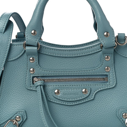 Balenciaga Grained Calfskin Neo Classic Silver Hardware Mini City Blue Grey 7 of 9