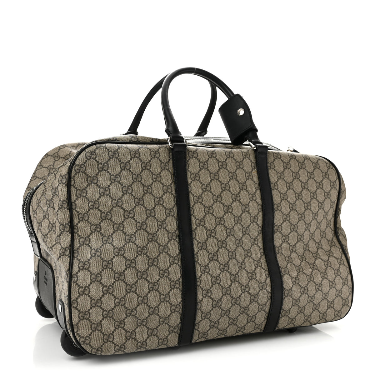 GG Supreme Monogram Selleria Calfskin Carry On Duffle With Wheels Beige Ebony Black