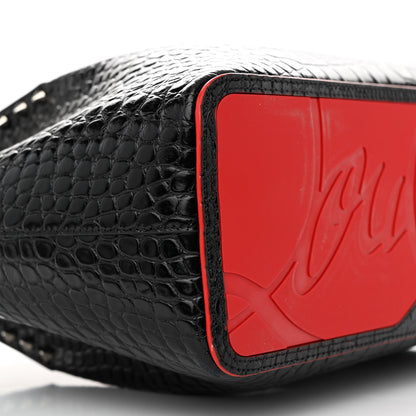 Christian Louboutin Crocodile Embossed Calfskin Spiked Small Cabarock Shopper Tote Black 8 of 15