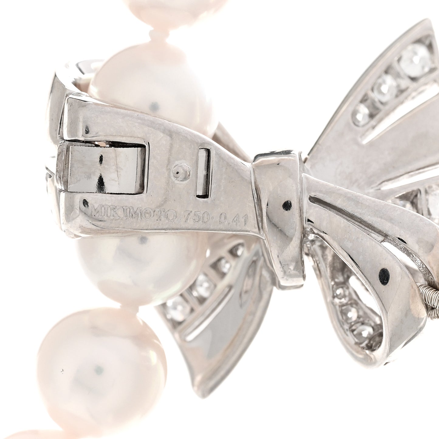 18K White Gold Diamond Akoya Pearl 7-7.5mm Jeux de Rubans Necklace