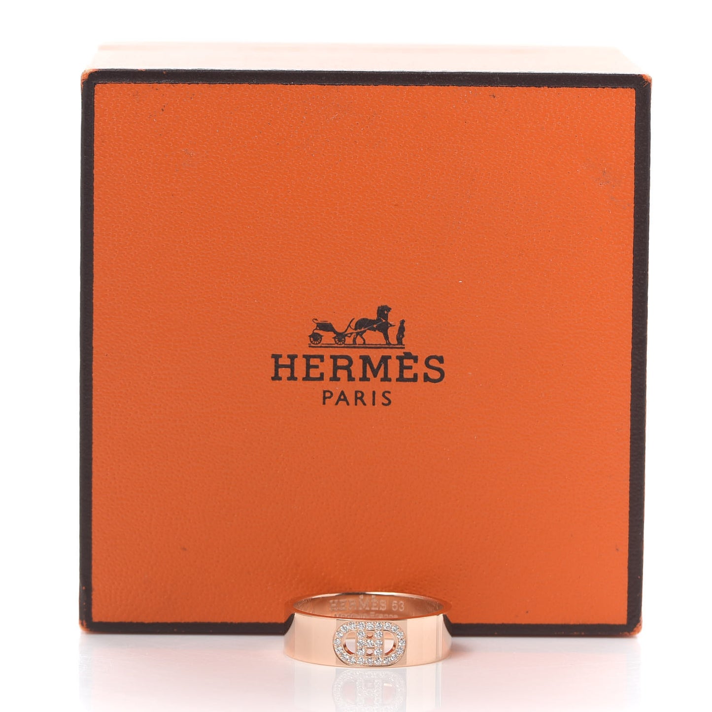 18K Rose Gold Diamond PM H D'Ancre Ring 53 6.5