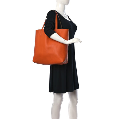 Hermes Taurillon Clemence Double Sens 36 Reversible Tote Etoupe Orange 2 of 21