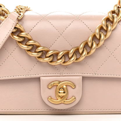 Chanel Glazed Calfskin Quilted Mini Straight Lined Flap Beige 8 of 12
