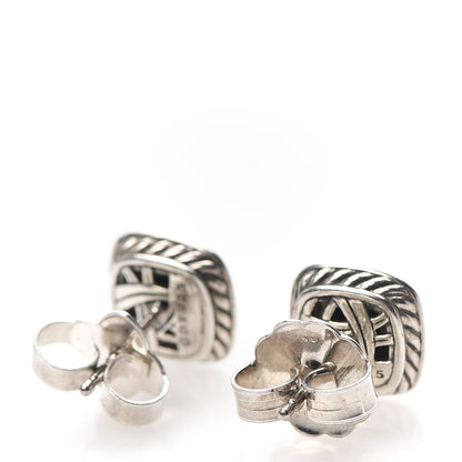 David Yurman Sterling Silver Diamond Black Onyx 5mm Petite Albion Earrings 3 of 4