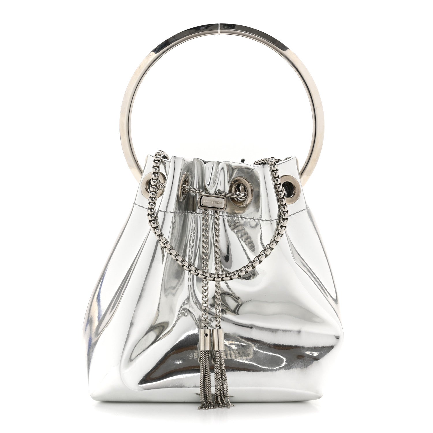 Jimmy Choo Metallic Patent Bon Bon Bag Silver 1 of 14