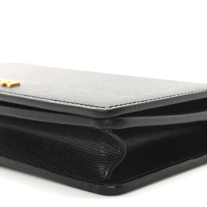 Gucci Textured Calfskin Script Logo Wallet On Chain Black 9 of 9