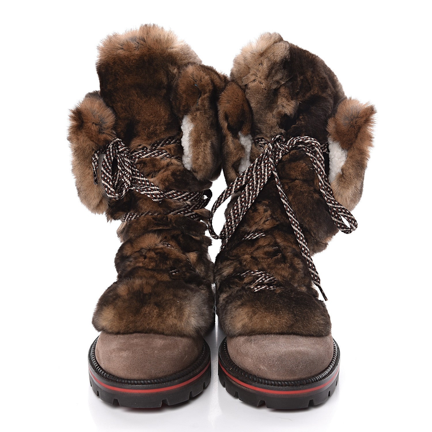 Christian Louboutin Suede Orylag Fur Mens Snow Black Flat Hiking Boots 43.5 Testa Di Moro Naturel 2 of 6
