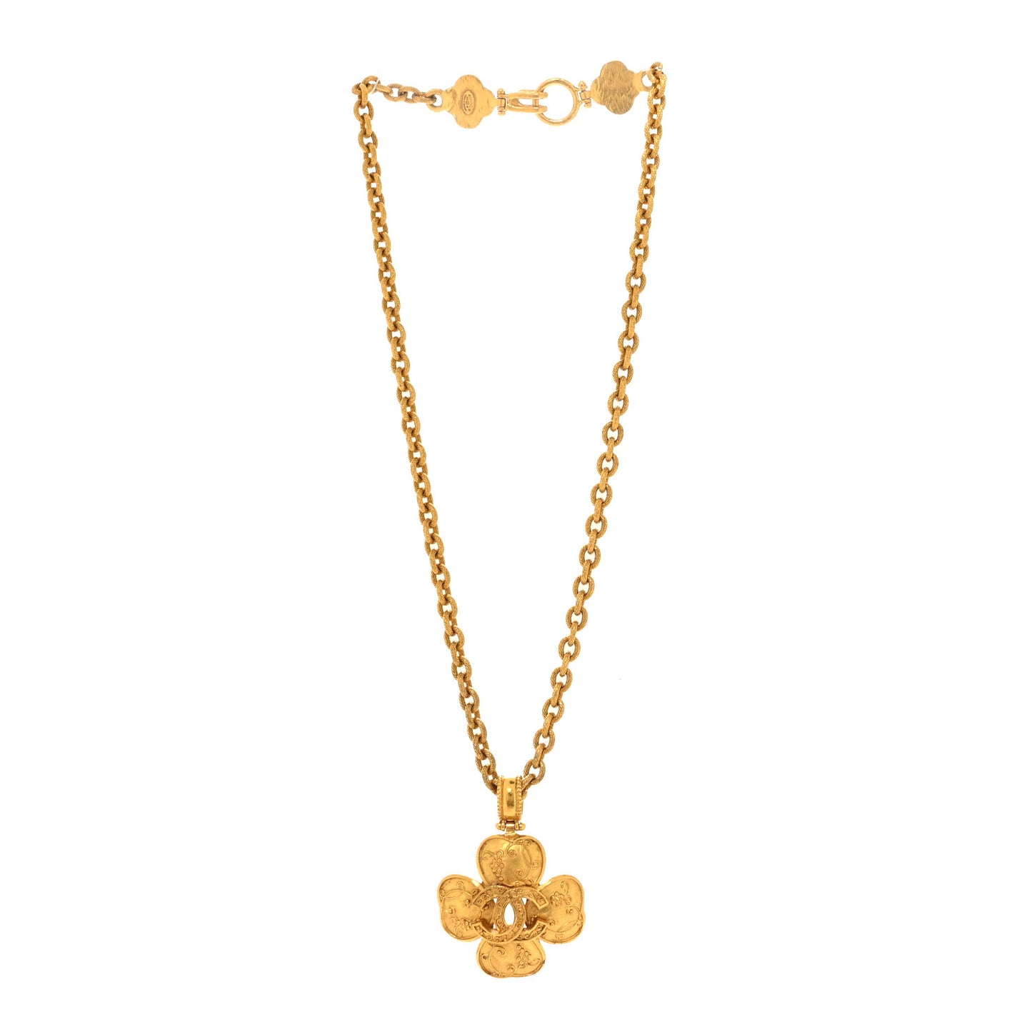 Chain Link CC Clover Necklace Gold