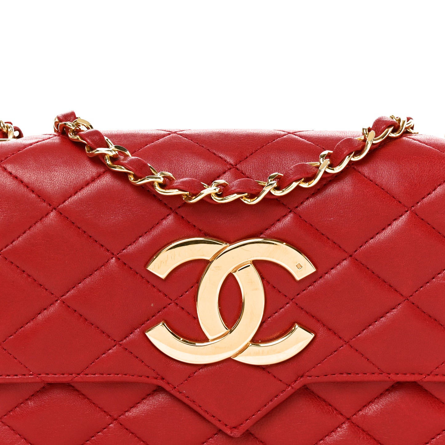 Lambskin Quilted Small Single Flap Red
