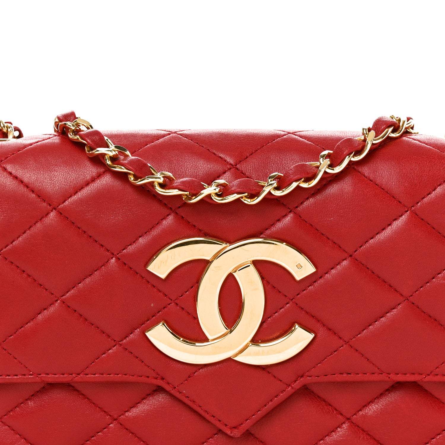 Chanel Lambskin Quilted Small Single Flap Red 8 of 10